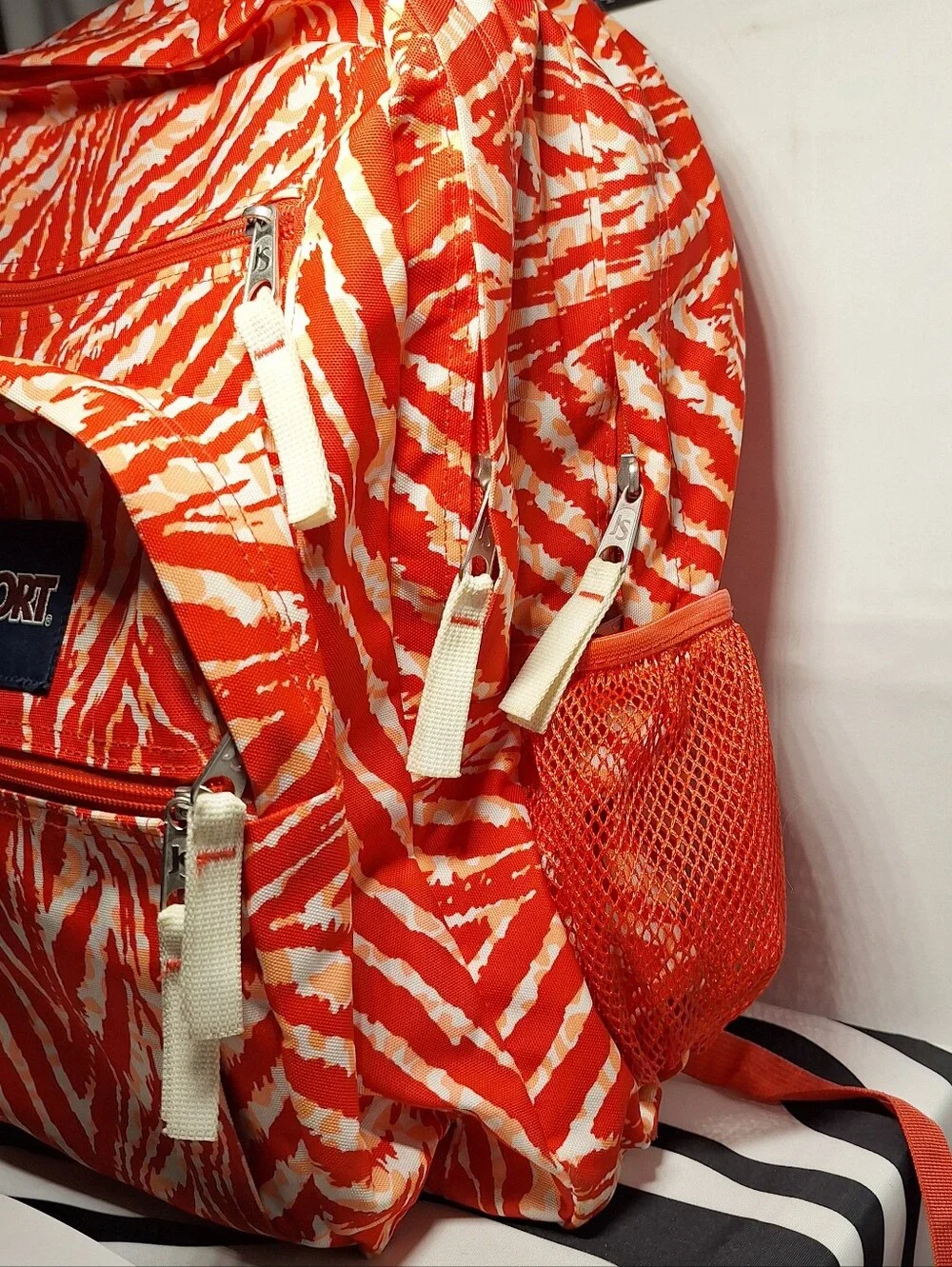 Jansport Backpack, Zebra Stripes, Red & White